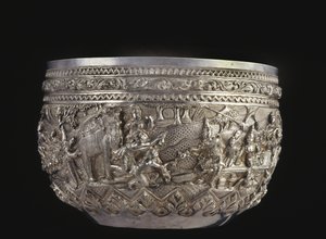 Bowl with Courtly Scenes, Late 19th Century by Burmese School