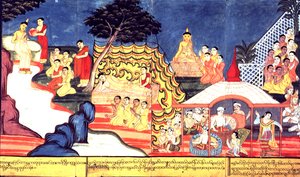 The Buddha Bathes, c.1800-20 by Burmese School