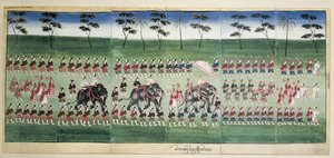 Painting of King Mindom on parade, Myanmar