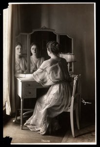 Portrait of Jobyna Howland Sitting at Her Dressing Table by Byron Company