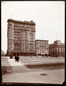 The Hotel Savoy at 59th Street and 5th Avenue, View from the Entrance to Central Park, New York, 1898 by Byron Company