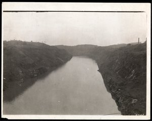 View of a freshly dug portion of the Panama Canal during construction
