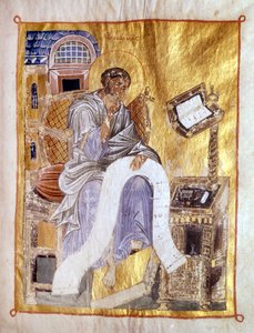 Saint Mark represented in a 13th century Byzantine manuscript, London, Victoria and Albert.