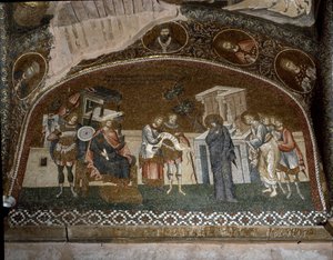 The census, Mary and Joseph before Herod the Great (Mosaic of 1310-1320)