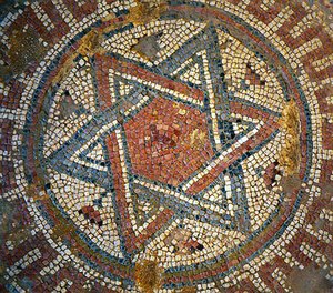 Detail from a Mosaic Floor Depicting the Star of David from a Byzantine Church in Shiloh, West Bank, 4th Century AD