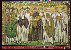Emperor Justinian I and His Retinue of Officials, Guards and Clergy, c.547 AD