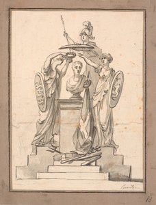 A Bust (Fr. VI?) Crowned by Three Women with Coats of Arms by C.A. Lorentzen