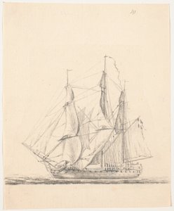 Naval Ship Under Full Sail