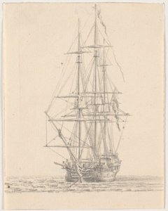 Warship with Furled Sails
