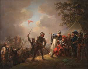 The Legend of the Danish Flag (the Dannebrog) Falling from the Heavens during the Battle of Lyndanise (Tallinn) in Estonia in 1219 by C.A. Lorentzen