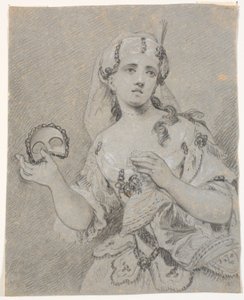 Young Lady in Turkish Costume with Half Mask in Hand