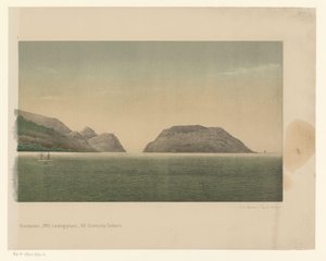 View of the coast of Great Aceh, with the fleet of the First Aceh Expedition off the coast