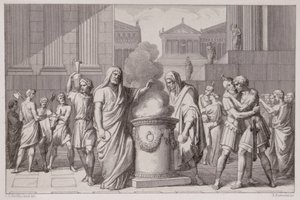 The Meeting of Camillus and Manlius After the Retreat of the Gauls, engraved by B.Barloccini, 1849 by C.C Perkins
