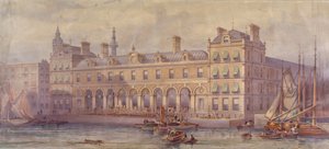 View of Billingsgate Market with Figures and Boats in the Foreground, London, 1877 by CF Kell