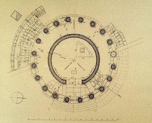 Floor plan of Temple of Vesta or Hercules Victor, by German archaeologist Friedrich Rakob (1931-2007)