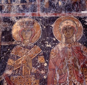 Fresco in Byzantine Church of Agios Nikolaos, Maza, Crete, Greece by J.B. and Brown J. Rowbotham