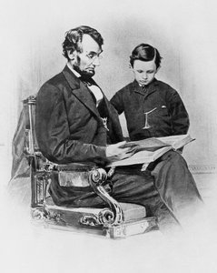 President Abraham Lincoln (1809-1865) with his son Thomas 