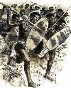Abyssinian Tribesmen Attack the Fort at Gura in 1875 by C.L. Doughty