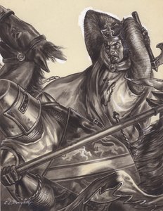Robert Bruce about to kill Sir Henry de Bohun