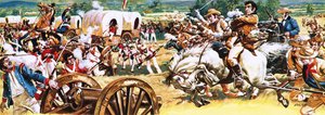 Sam Houston on a White Horse Charging the Mexicans
