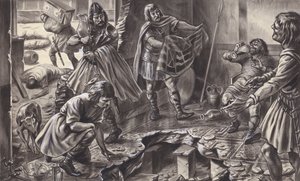 Saxons looting an old Roman villa by C.L. Doughty