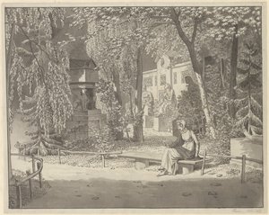 At the Graves of Descartes and Conde in Jardin Elysée des Petits Augustins, Paris by Christoffer Wilhelm Eckersberg