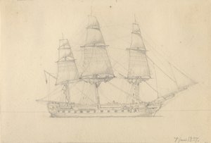 A Frigate by Christoffer Wilhelm Eckersberg