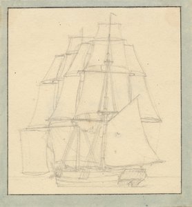 A Brig with a Reading Sail by Christoffer Wilhelm Eckersberg