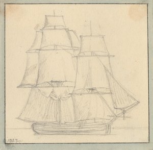 A Brig with a Topsail by Christoffer Wilhelm Eckersberg