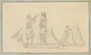 A Brig and a Schooner Under Sail by Christoffer Wilhelm Eckersberg
