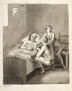 A Dying Father Unites a Young Couple by Christoffer Wilhelm Eckersberg