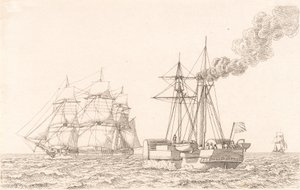 Paddle Steamer and Sailing Ship