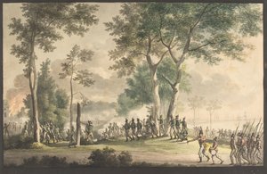 The Livjægernes sortie in Classens garden, August 31, 1807 by Christoffer Wilhelm Eckersberg