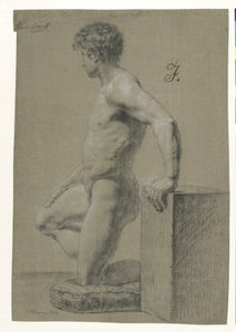 Male Kneeling Model Figure, Profile to the Left by Christoffer Wilhelm Eckersberg