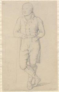 Portrait of a Standing Man, with Crossed Legs, Leaning Against a Sofa by Christoffer Wilhelm Eckersberg