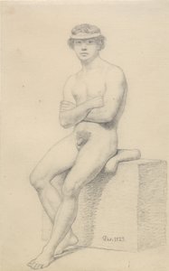 Seated Male Model by Christoffer Wilhelm Eckersberg