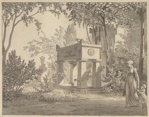 The Molière Sarcophagus in the Jardin Elysée by Christoffer Wilhelm Eckersberg