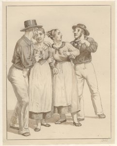 Two Sailors Courting a Pair of Girls by Christoffer Wilhelm Eckersberg