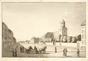 View over Sankt Annæ Plads with Garnisonskirken by Christoffer Wilhelm Eckersberg