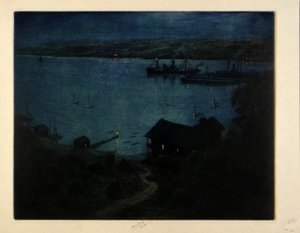 Moonlight - Hudson River by C. F. William Mielatz