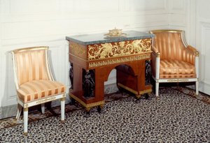 Furniture Premier Empire: the office of Empress Josephine de Beauharnais realized by the brothers Jacob after the drawings of Charles Percier and Pierre Fontaine. 1800 Versailles, Grand Trianon