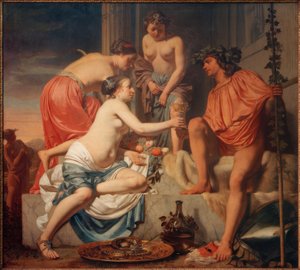 The Enthroned Bacchus – Nymphs Offering Bacchus Wine and Fruits by Cesar Boetius van Everdingen