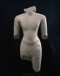 Torso of a Deity (probably Vishnu), c. 7th century by Cambodian