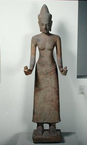 Statue of the Goddess, Lakshmi, from Preah Ko, Bayon Style by Cambodian Cambodian