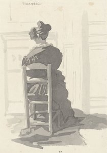 Woman Sitting on a Chair, Seen from Behind by Camille Chenou Levesque