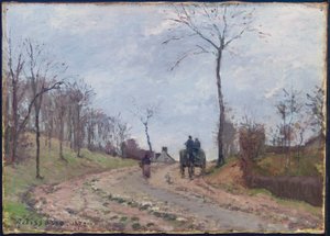 Carriage on a Country Road, Winter, Outskirts of Louveciennes by Camille Jacob Pissarro