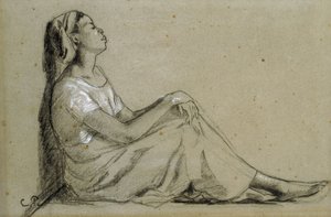 Young Black Woman Sitting by Camille Jacob Pissarro