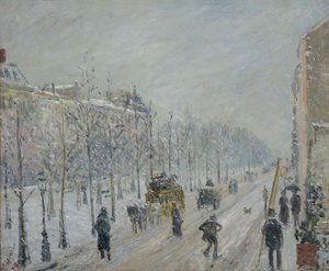 The Boulevards, Exterior, Snow Effect, 1879 by Camille Jacob Pissarro