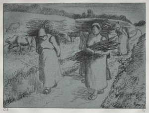 Peasants Carrying Fagots by Camille Jacob Pissarro