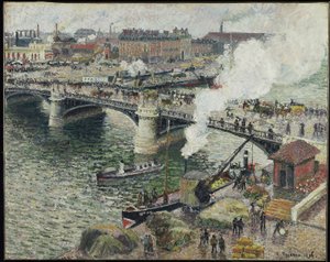 Pont Boieldieu in Rouen, Damp Weather by Camille Jacob Pissarro